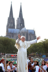 FILE PHOTO OF POPE BENEDICT GREETING WORLD YOUTH DAY PILGRIMS IN COLOGNE